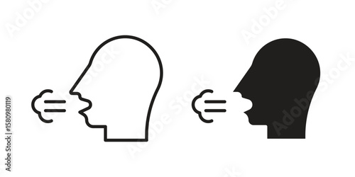 Breath icon, outline vector sign, linear and solid style pictogram isolated on white.