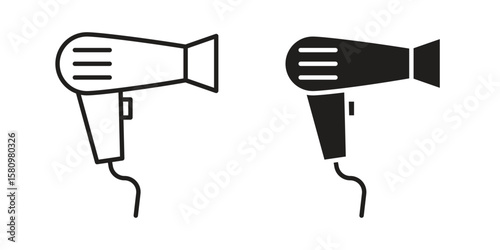 Blow dryer icon, outline vector sign, linear and solid style pictogram isolated on white.