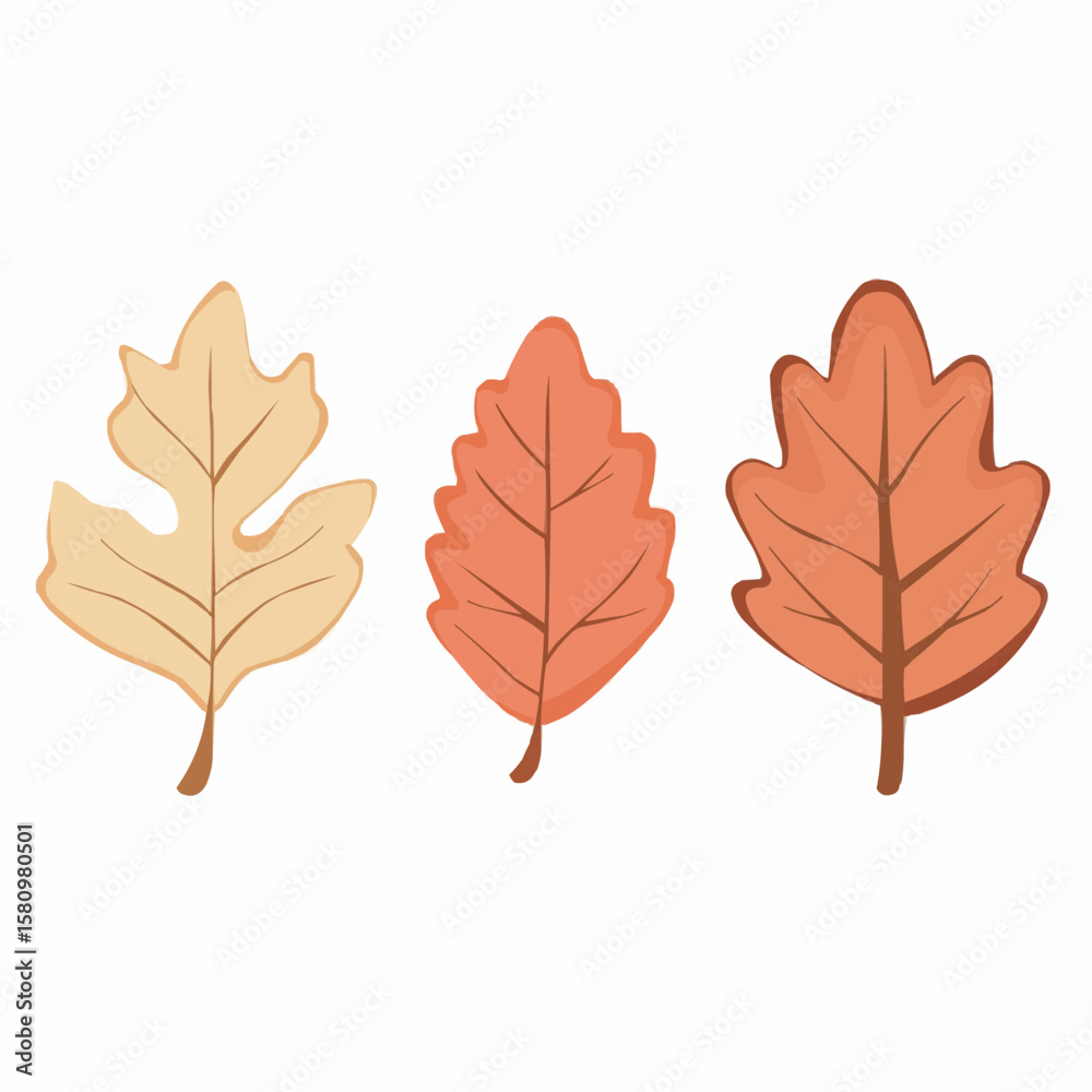 Obraz premium Minimal autumn leaf clipart set with bold natural shapes, perfect for branding handmade products, fall gift packaging, and organic seasonal collections