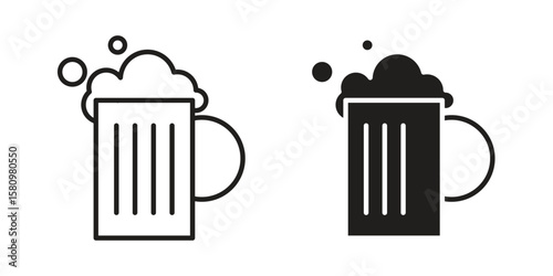Beer icon, outline vector sign, linear and solid style pictogram isolated on white.