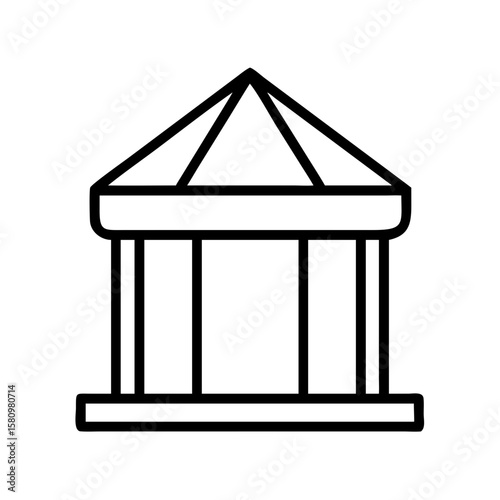 Outline gazebo structure vector design, park pavilion drawing, architectural garden building icon design