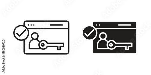 Authorize icon, outline vector sign, linear and solid style pictogram isolated on white.