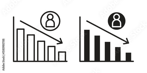 Attrition icon, outline vector sign, linear and solid style pictogram isolated on white.