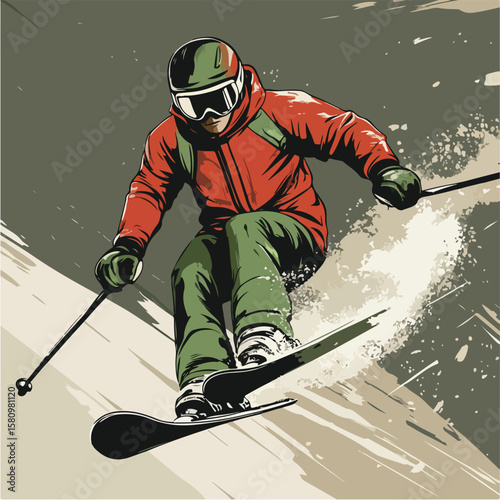 Jumping skier sport