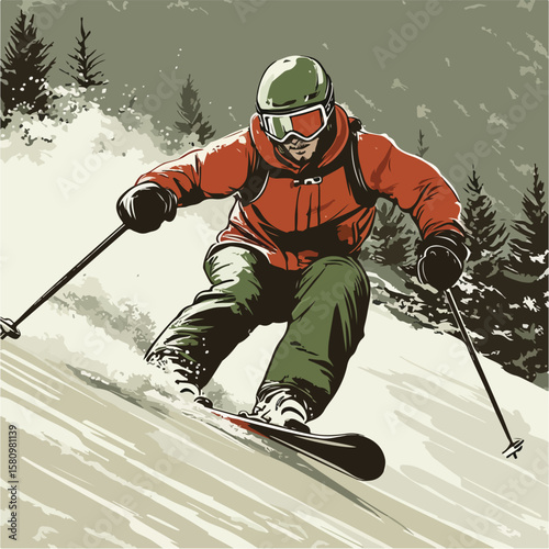 Jumping skier sport