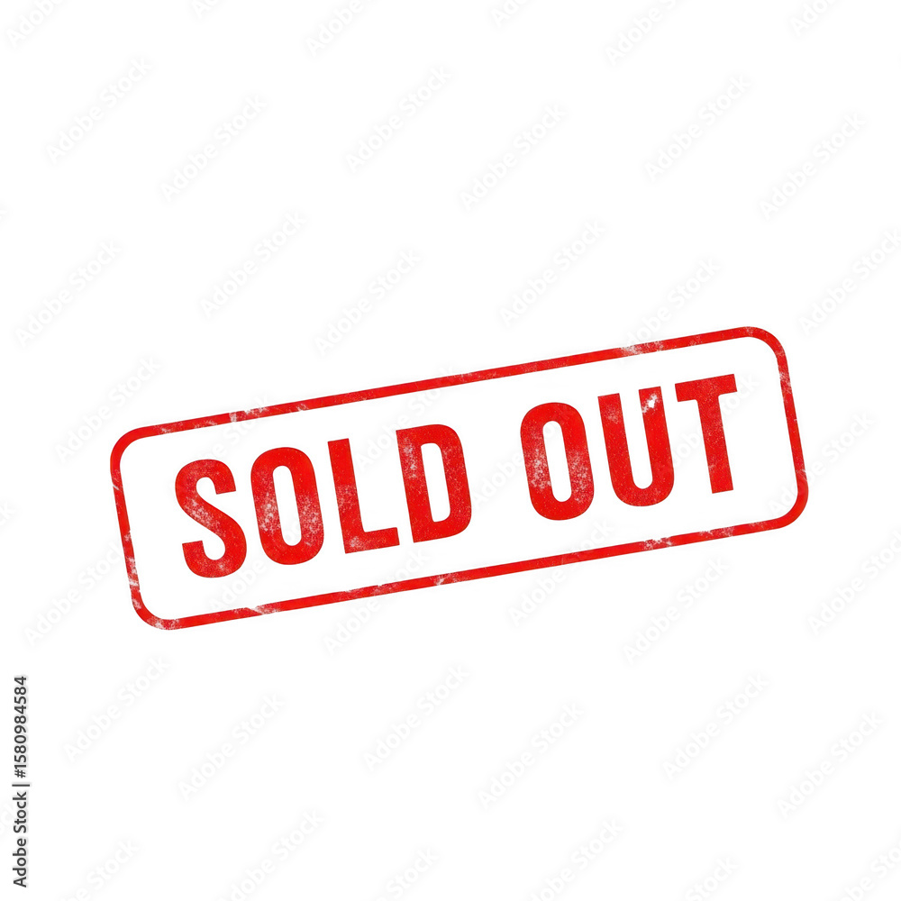 Fototapeta premium Red grunge sold out stamp with textured letters on black background