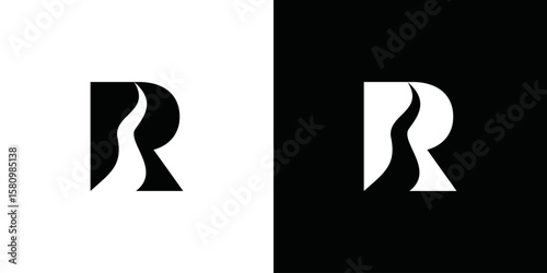 simple vector initial letter r and river logo
