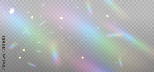 Rainbow blurred bokeh overlay template for spring, summer glowing effect. Happy holidays day shimmer backdrop. Vector illustration on light background.