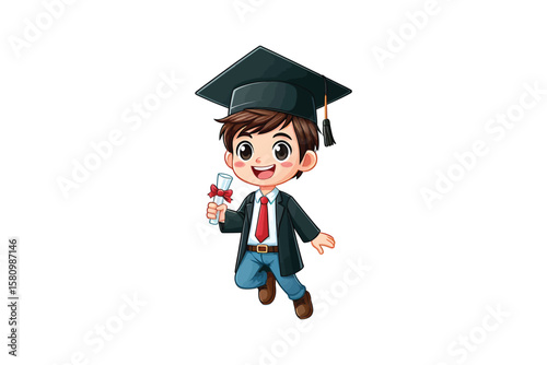 A Graduation boy Cartoon vector design, vector design, isolated on a white background