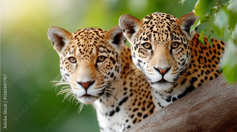 Fototapeta premium Two Jaguars Portrait - Wildlife Nature Conservation
