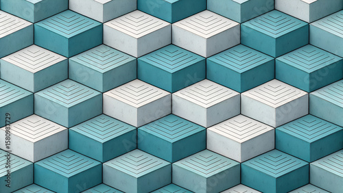Abstract geometric  cube pattern in isometric style. Great for tech backgrounds, modern design, and digital art.