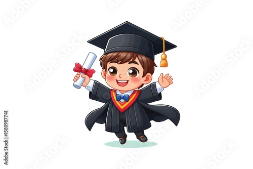 A Graduation boy Cartoon vector design, vector design, isolated on a white background