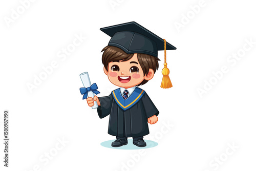 A Graduation boy Cartoon vector design, vector design, isolated on a white background