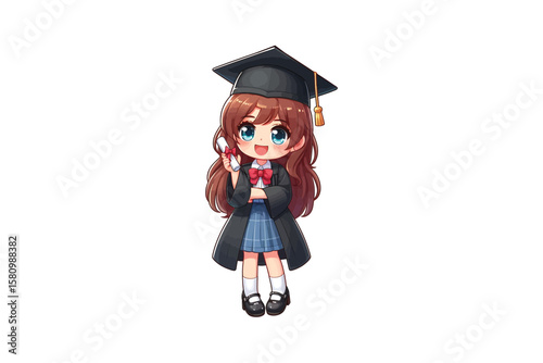A Graduation Girl Cartoon vector design, vector design, isolated on a white background