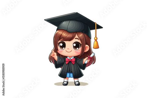 A Graduation Girl Cartoon vector design, vector design, isolated on a white background
