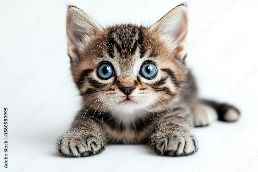 Obraz premium Cute Tabby Kitten with Striking Blue Eyes