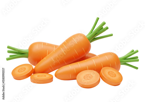 Isolated Heap of Fresh Orange Carrots and Slices