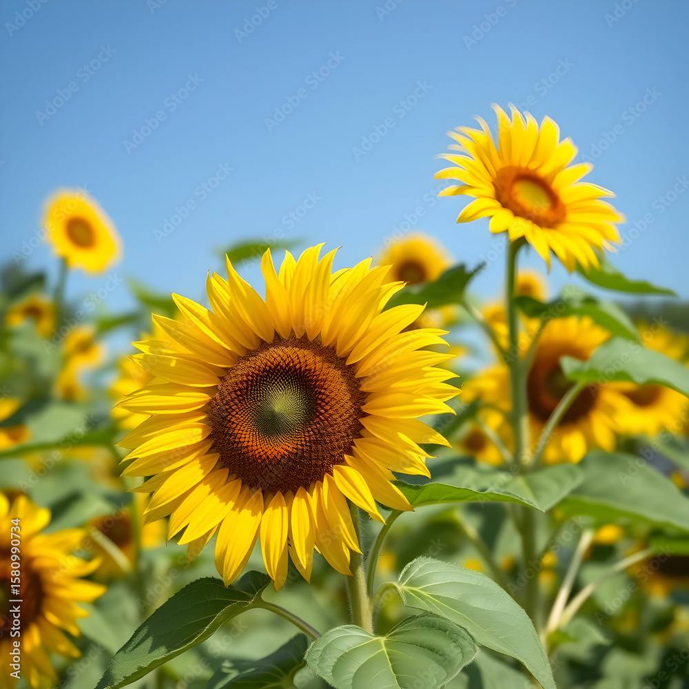 Fototapeta premium Sunflower natural background Sunflower blooming in spring