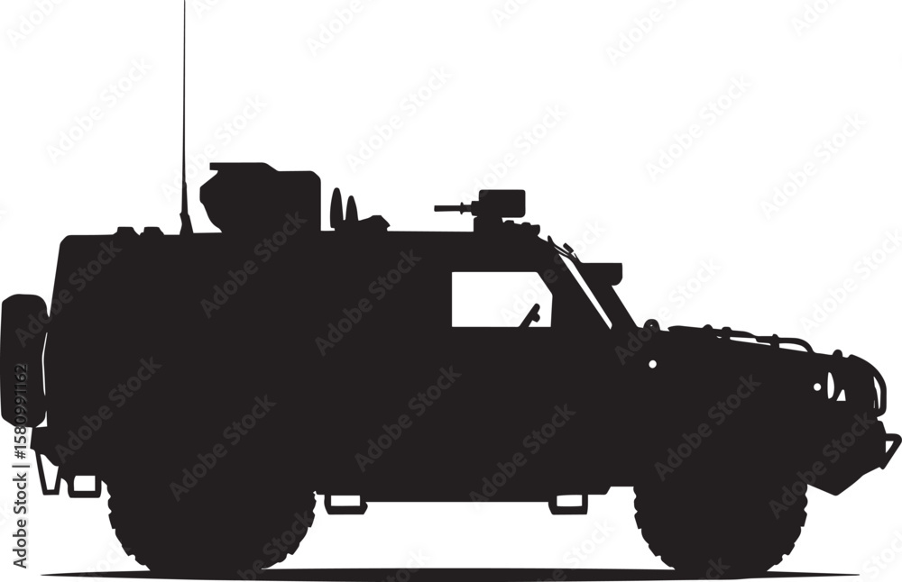 Fototapeta premium Tactical Defense Unit A silhouette vector of an armored vehicle ready for protection.