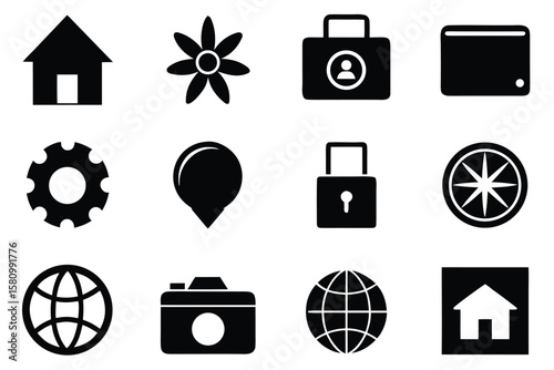 Collection of Diverse Vector Icons for Website and App Design projects enhancing user interface