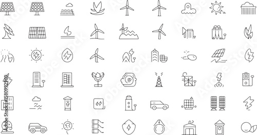 environmental conservation icon bundle silhouette line art design illustration premium quality