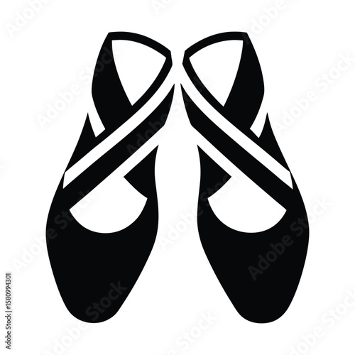 Stylized black ballet slippers stand poised, awaiting a graceful dance, transparent background