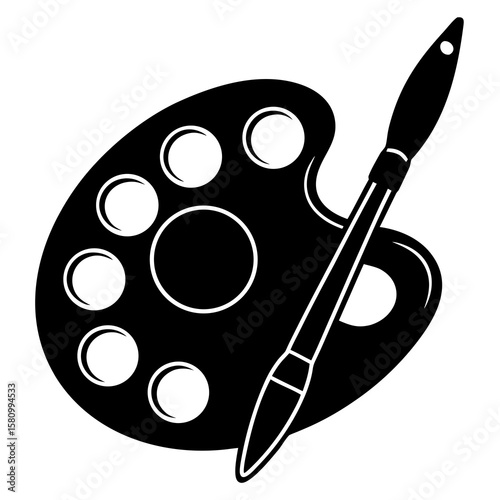 Paint Palette with Brush  Vector AI Line Art for Creative Heritage and Cultural Projects