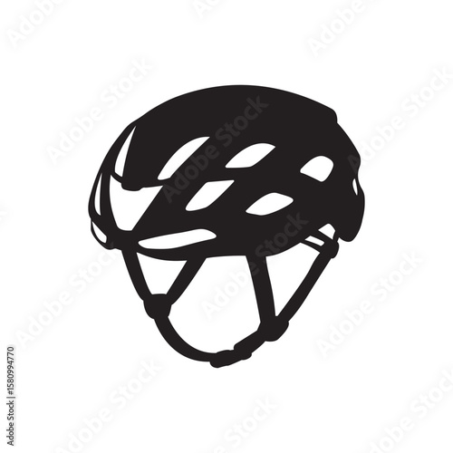 Alpine ski helmet silhouette. rugged winter-sports helmet with chin strap for cold safety.