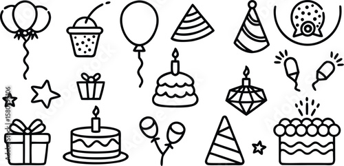 Christmas Icon Collection with Holiday Decorations and Winter Elements