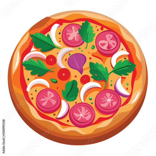 A savory BBQ chicken pizza with red onions and fresh cilantro, rich and flavorful.