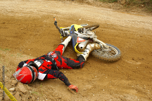 Obraz na płótnie motorcicle Enduro bike Ryder falling crashing