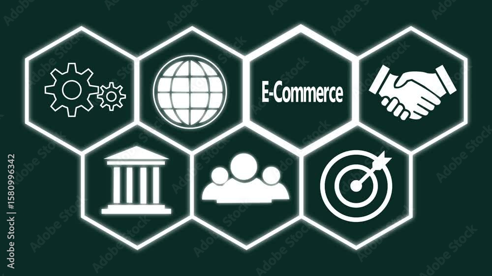 Businessman pressing a Business E-Commerce concept.4k video