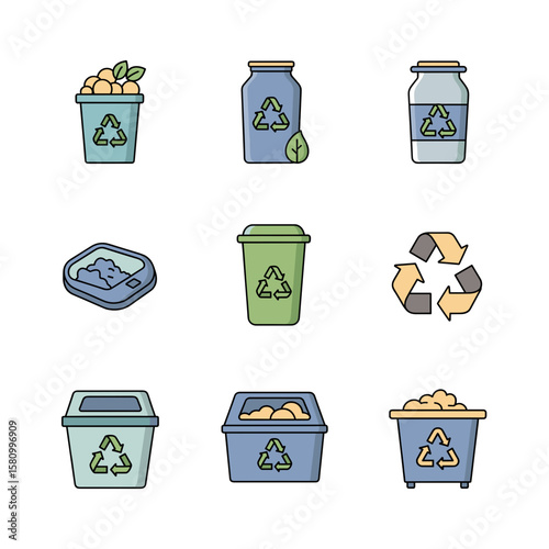 Recycle Icons Eco-Friendly Waste Management Symbols