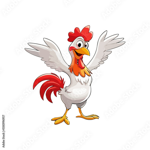 Happy cartoon chicken. Vector clip art illustration with simple gradients. All in a single layer.