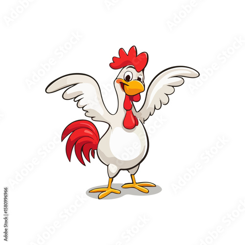 Happy cartoon chicken. Vector clip art illustration with simple gradients. All in a single layer.
