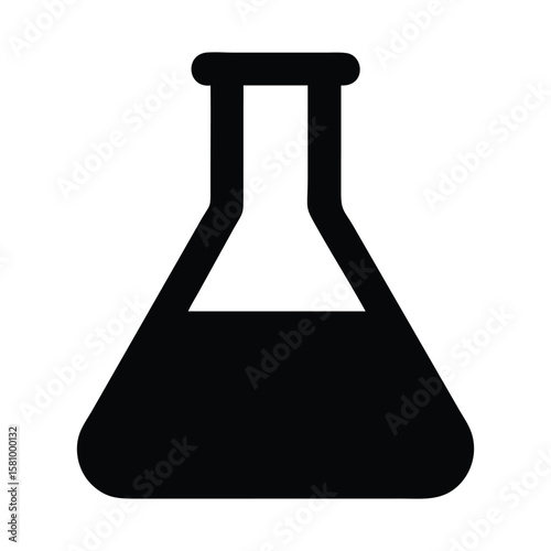 The black volumetric flask icon represents chemistry equipment on a clean transparent background