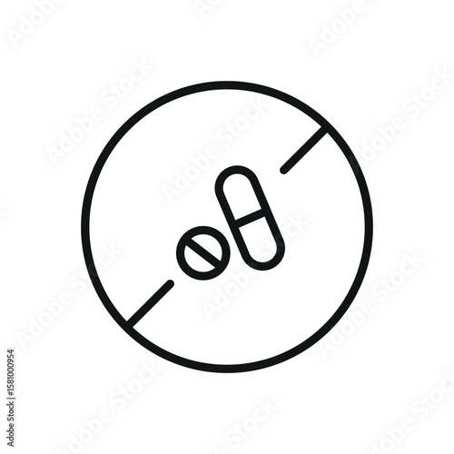Antibiotics Free Linear Vector Icon