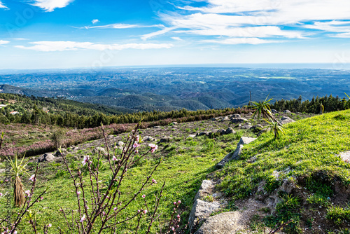 View from viewpoint Miradouro da Fonte Santa into the valley of Serra de Monchique in Algarve, Portugal