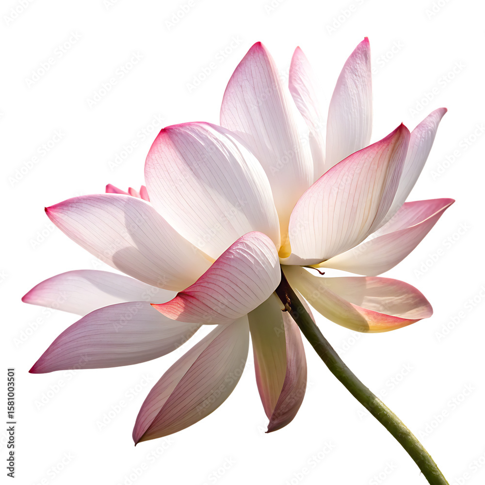 A perfect white lotus flower, an aquatic plant symbolizing serenity and peace, isolated on a transparent background png A perfect white lotus flower, an aquatic plant symbolizing serenity and peace, isolated on a transparent background png