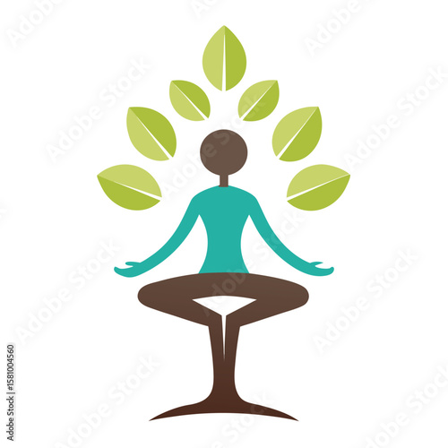 A minimalist silhouette of a yoga instructor in a peaceful pose, promoting wellness.