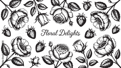 "Engraved Floral Masterpieces – Vector Pack of Intricate Bloom Details"

