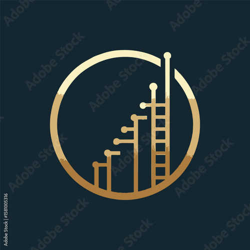Elegant logo design featuring ascending bars within a circular frame, symbolizing growth