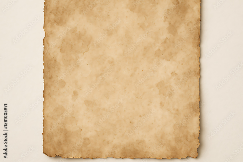 Fototapeta premium A blank, aged vintage paper texture with a grunge border and stained brown parchment