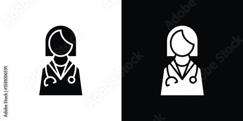 Woman Doctor icon symbol. Simple, flat design for web and mobile app