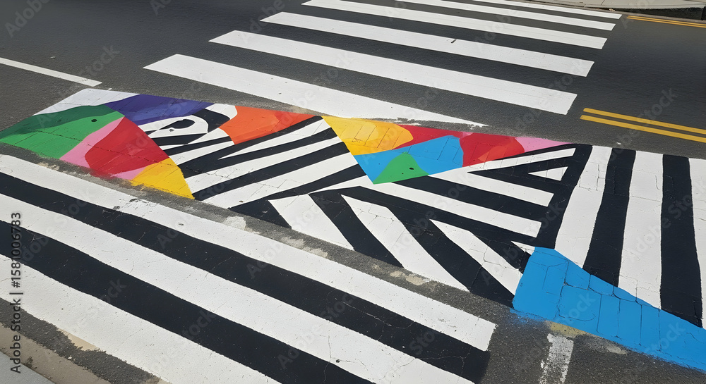 Obraz premium Artistic Crosswalk Celebrating Diversity And Inclusion On Urban Streets