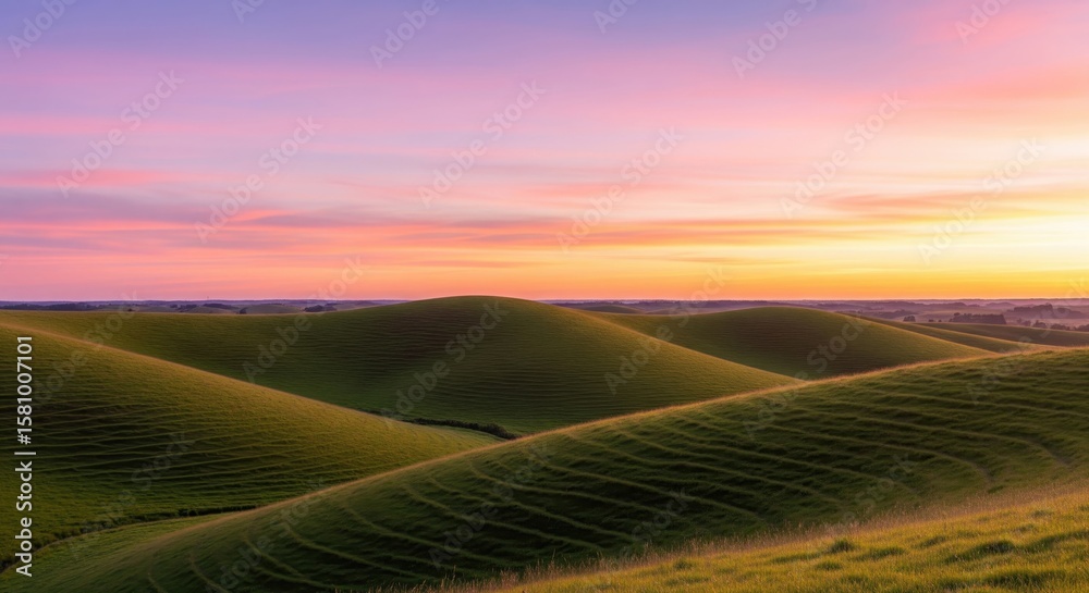 Obraz premium Beautiful Hills Under a Colorful Sky at Sunset