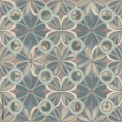 Seamless Abstract Geometric Floral Pattern in Retro Colors