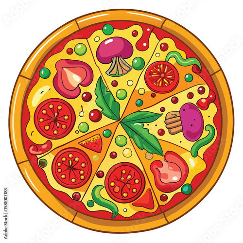 A diverse pizza with a mix of classic and exotic toppings, a culinary adventure.