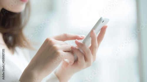 スマホを触る日本人女性