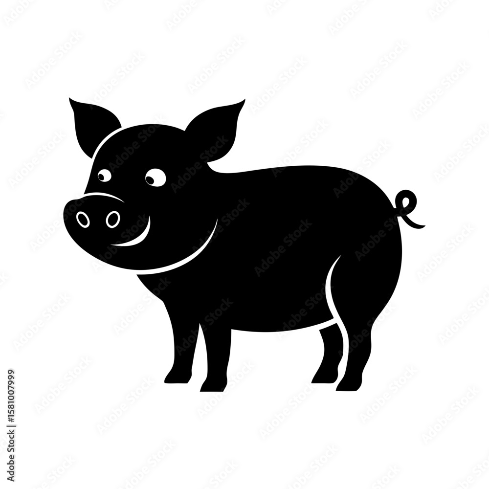 Fototapeta premium pig black silhouette vector line art